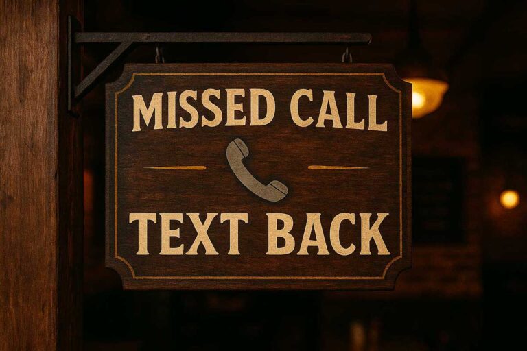 Missed Call Text Back Tavern Pub Sign