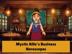 Mystic Allie Performing at the Tavern, cartoon style